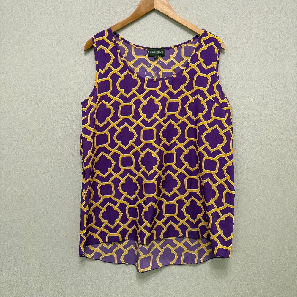 NWT The Royal Standard Purple Gold Tunic Top L LSU Game Day Sleeveless